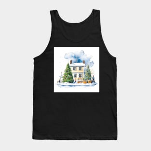 Winter Home Scene - Christmas Tank Top